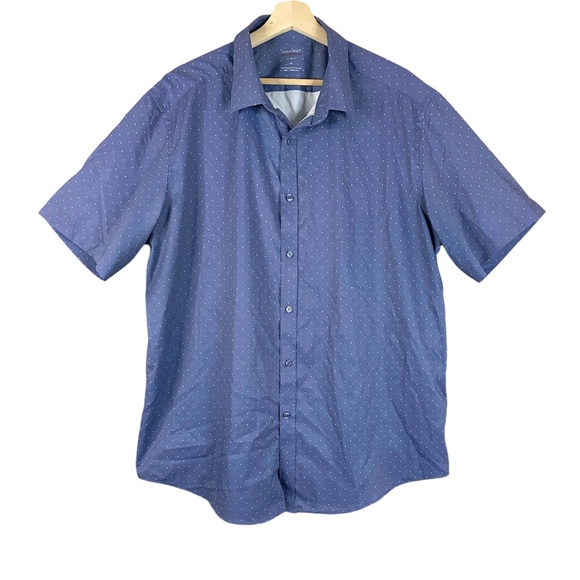 Shirtcraft Other - Men’s Shirtcraft Performance Blue Polka Dot Short Sleeve Button Down Size XL